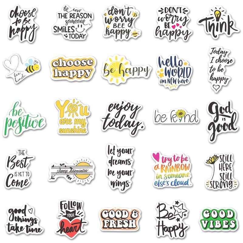 Inspirational English Stickers Classic Text Waterproof Stickers