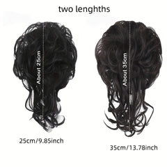 Wavy Curly Hairpieces Clip In Hair Extension Natural Brown