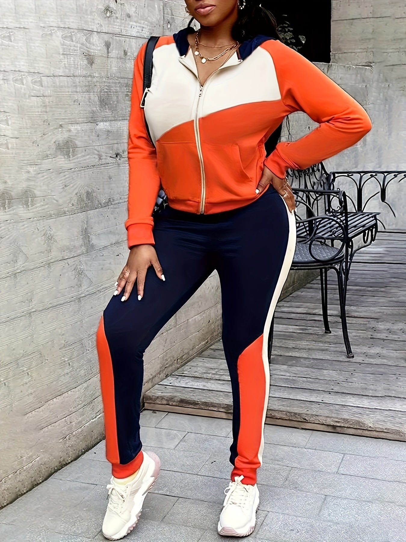  Colorblock Hoodie & Joggers Set