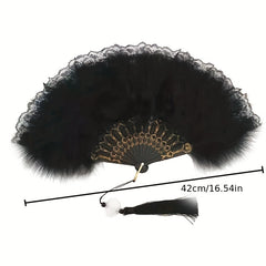 Feather Fan Dance Fan Lace Fluffy Folding Fan