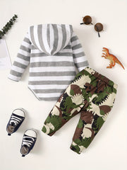 Hooded Rompers & Pants Set for Baby Boys
