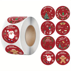 500 Merry Christmas Stickers Roll 2.54 cm Gift Sealing for Children