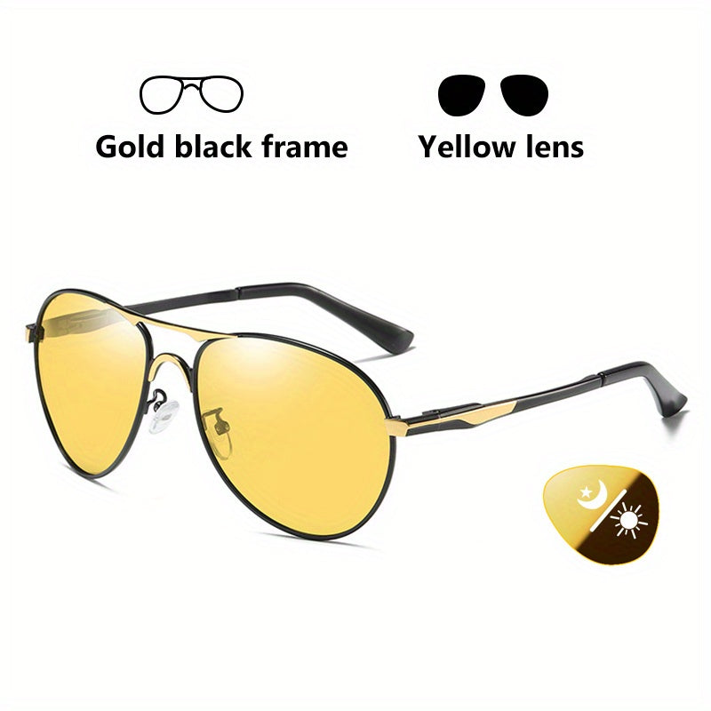 Aviation Photochromic Sunglasses Polarized Men Night Vision Driving