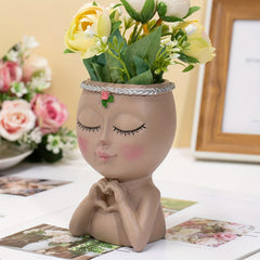 Ceramic Face Flower Pot with Drainage Hole - Home Office Garden Decor
