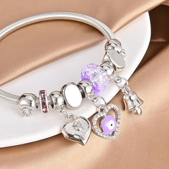 Vintage Butterfly Pendant Bracelet Heart Spring Chain Stretchable Bangle