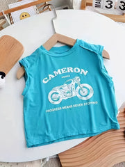 Baby Boys Cotton Vest Top Letter Print Sleeveless Shirt