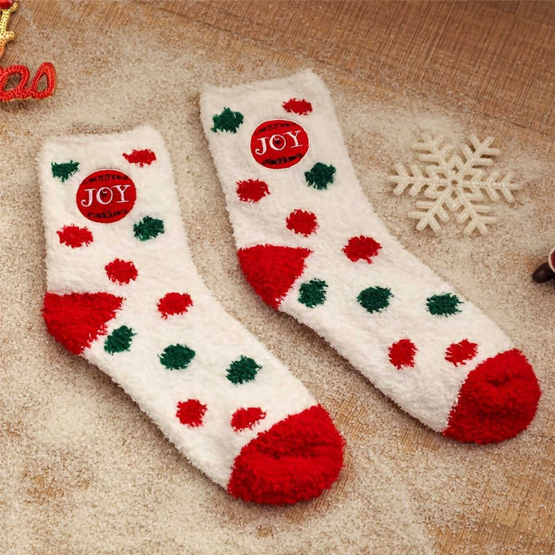 6 Pairs Christmas Print Socks Comfy & Fuzzy Women's Stockings