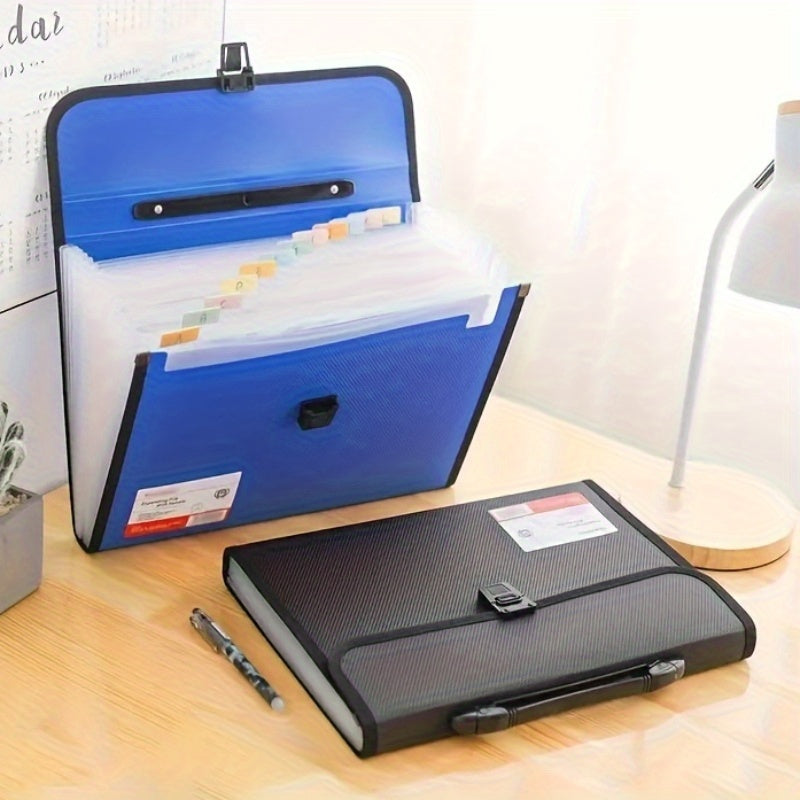 13-Pocket File Organizer with Handle, Expandable Plastic Folder