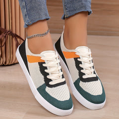 Women's Breathable Knit Sneakers Casual Lace Up Outdoor Shoes