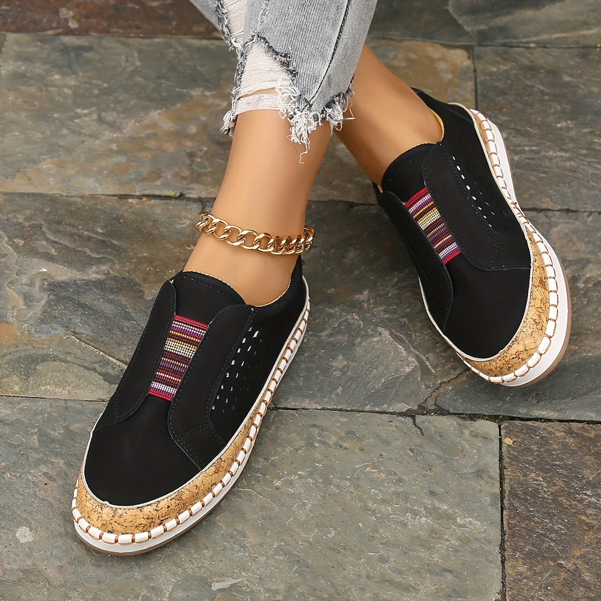 Women's Hollow Out Flat Loafers Soft Slip On Walking Shoes