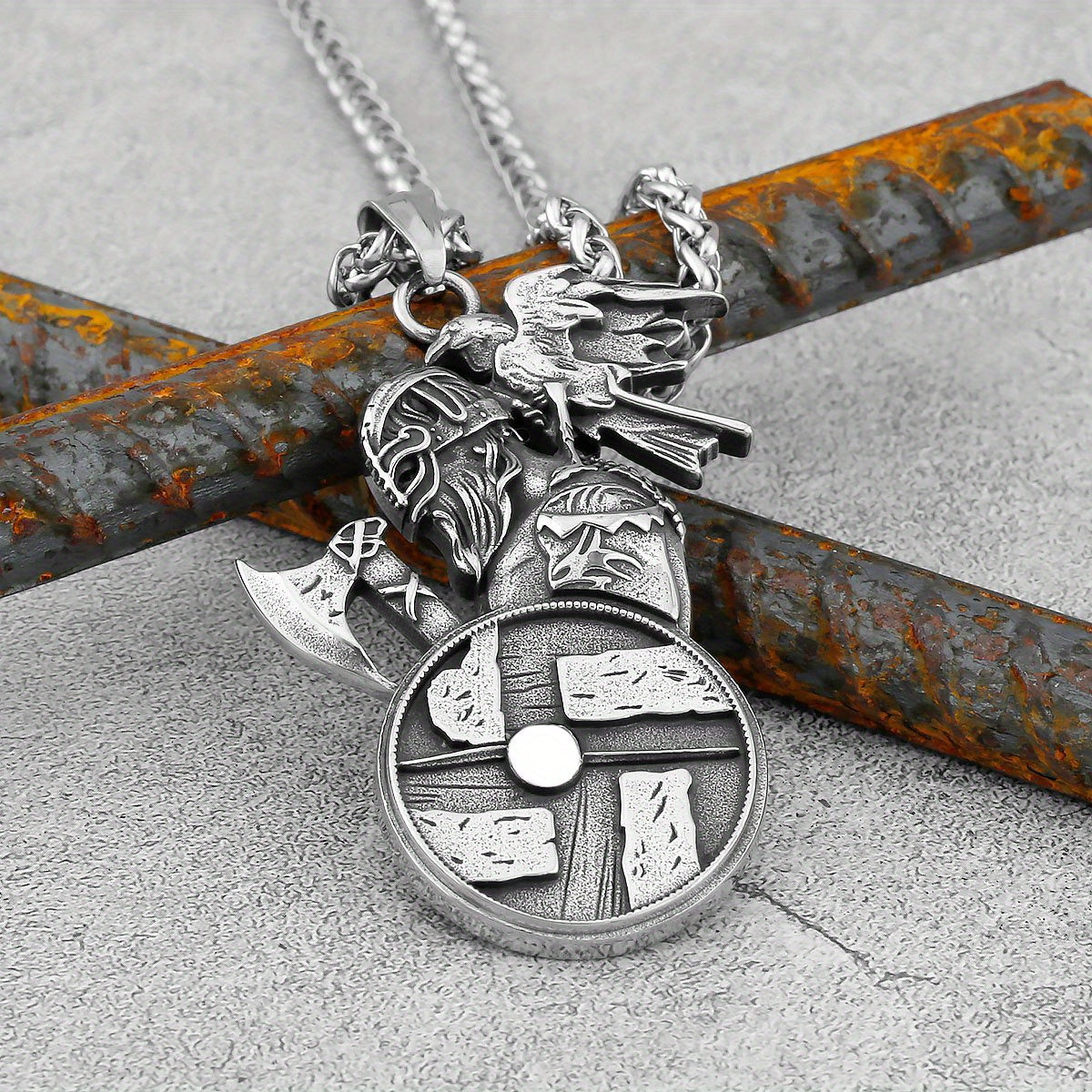 Vintage Viking Pendant Necklace Punk Hip Hop Style Necklace