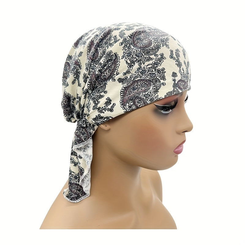 Paisley Print Turban Cap Boho Head Scarf Beanie Chemo Hats
