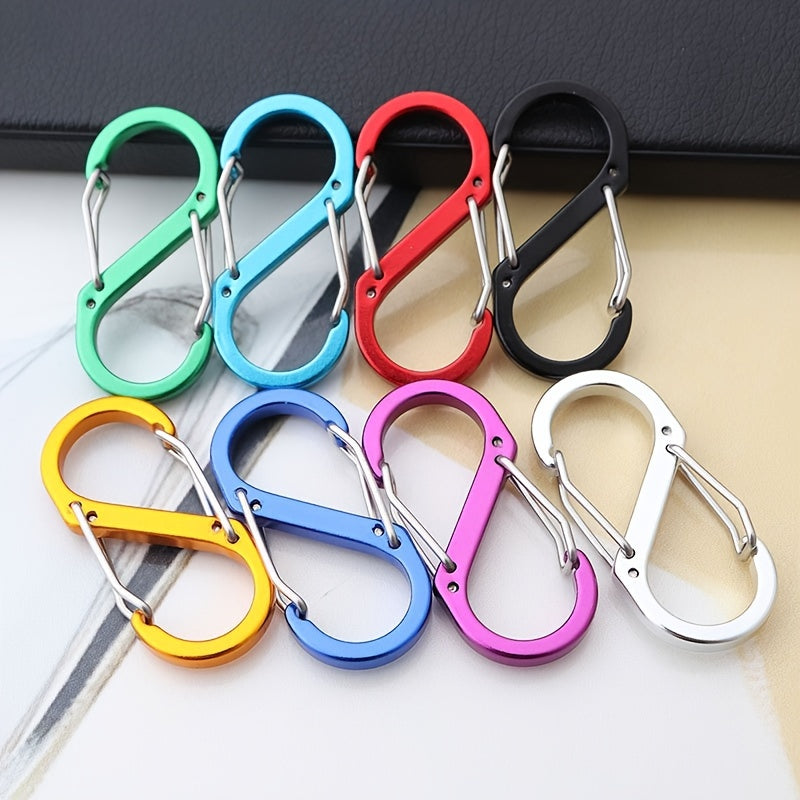 6pcs No 5 Aluminum Alloy S Carabiner Mini Spring Hanging Buckle