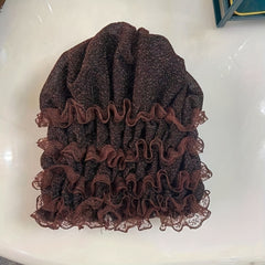 Lace Ruffles Turban Cap Head Wrap Bonnet Solid Chemo Hats