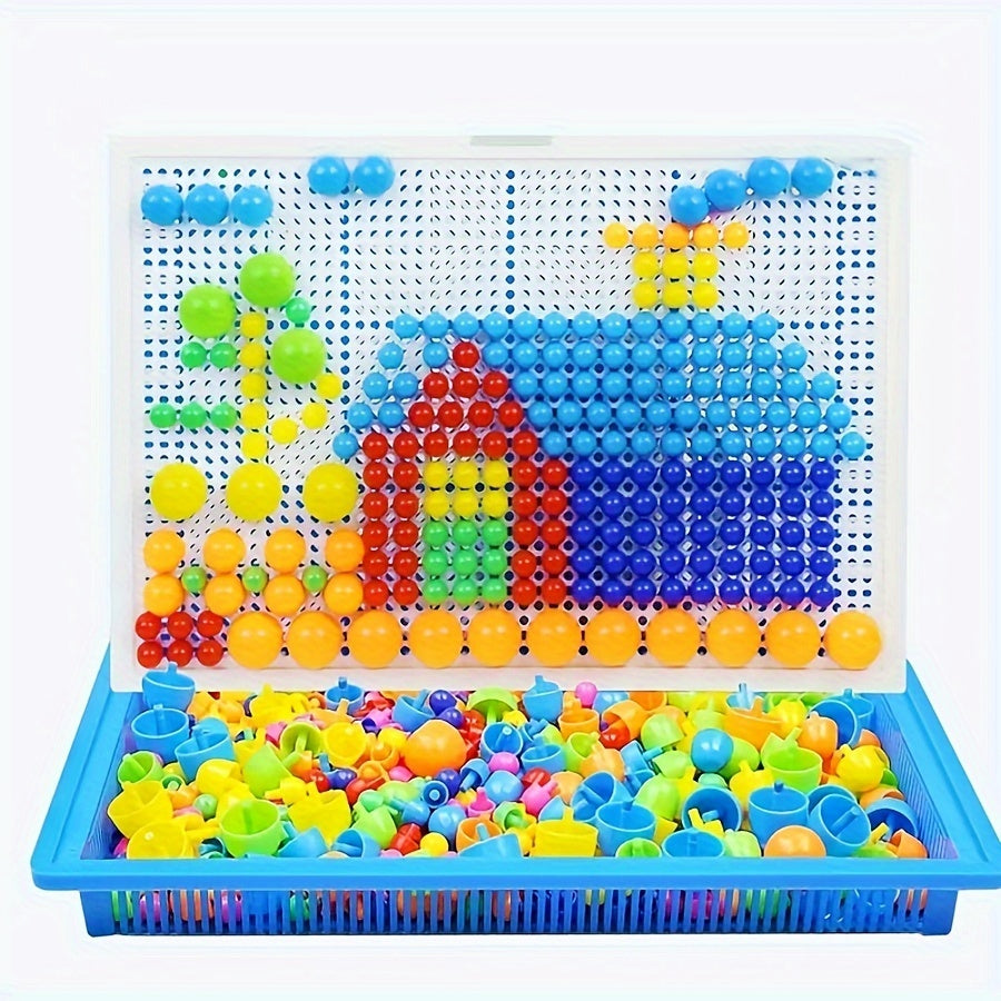 296pcs DIY Mushroom Building Block Game Set Plastic Home Education Puzz