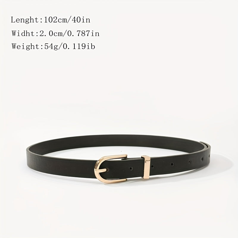Golden Oval Pin Buckle Belt PU Leather Thin Belt Dress Girdle For Women