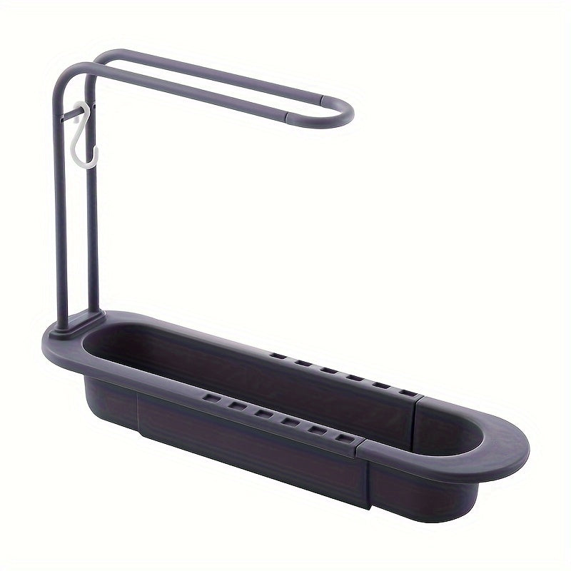 Kitchen Sink with Towel Rod and Telescopic Storage Rack
