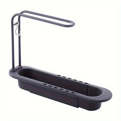 Kitchen Sink with Towel Rod and Telescopic Storage Rack