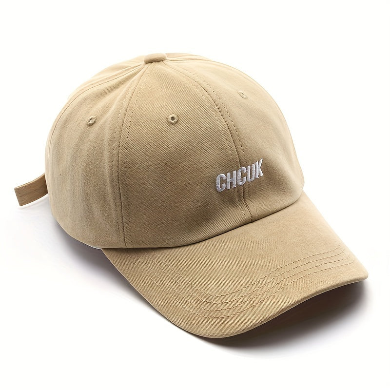 CHCUK Embroidery Cotton Baseball Cap Unisex Solid Block Couple Sun Hat