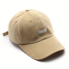 CHCUK Embroidery Cotton Baseball Cap Unisex Solid Block Couple Sun Hat