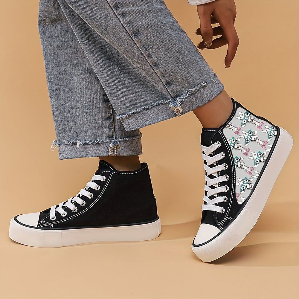 Giraffe Glasses High Top Canvas Shoes - Lightweight & Durable