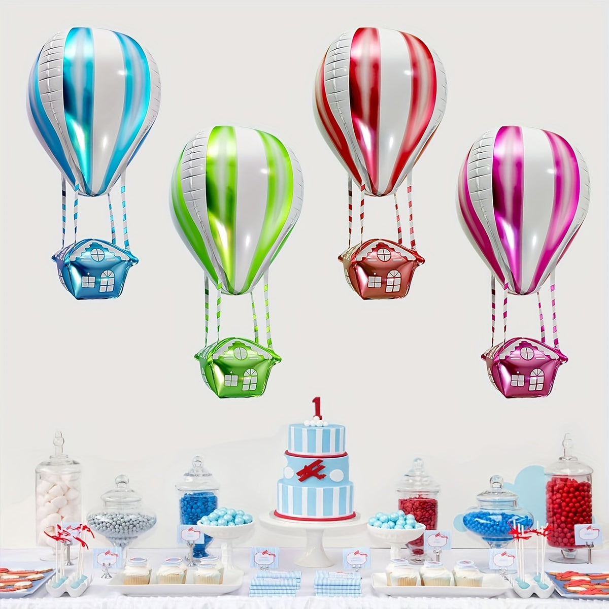 4pcs Hot Air Balloon 4D Party Balloon Aluminum Helium Balloon