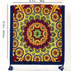Boho Yellow Print Scarf Vintage Tassel Shawl Classic Windproof Head Large Towel