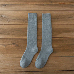 Solid Calf Socks Warm Knee High Stockings Women's Hosiery