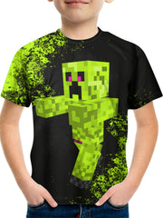 Boy's Monster Block Graphic T Shirt Casual Breathable Novel Tee