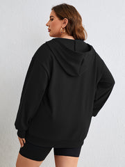  Long Sleeve Zip Hooded Coat with Pockets