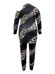 Women's Plus Fluid Print One Shoulder Top & Pants Outfit Set