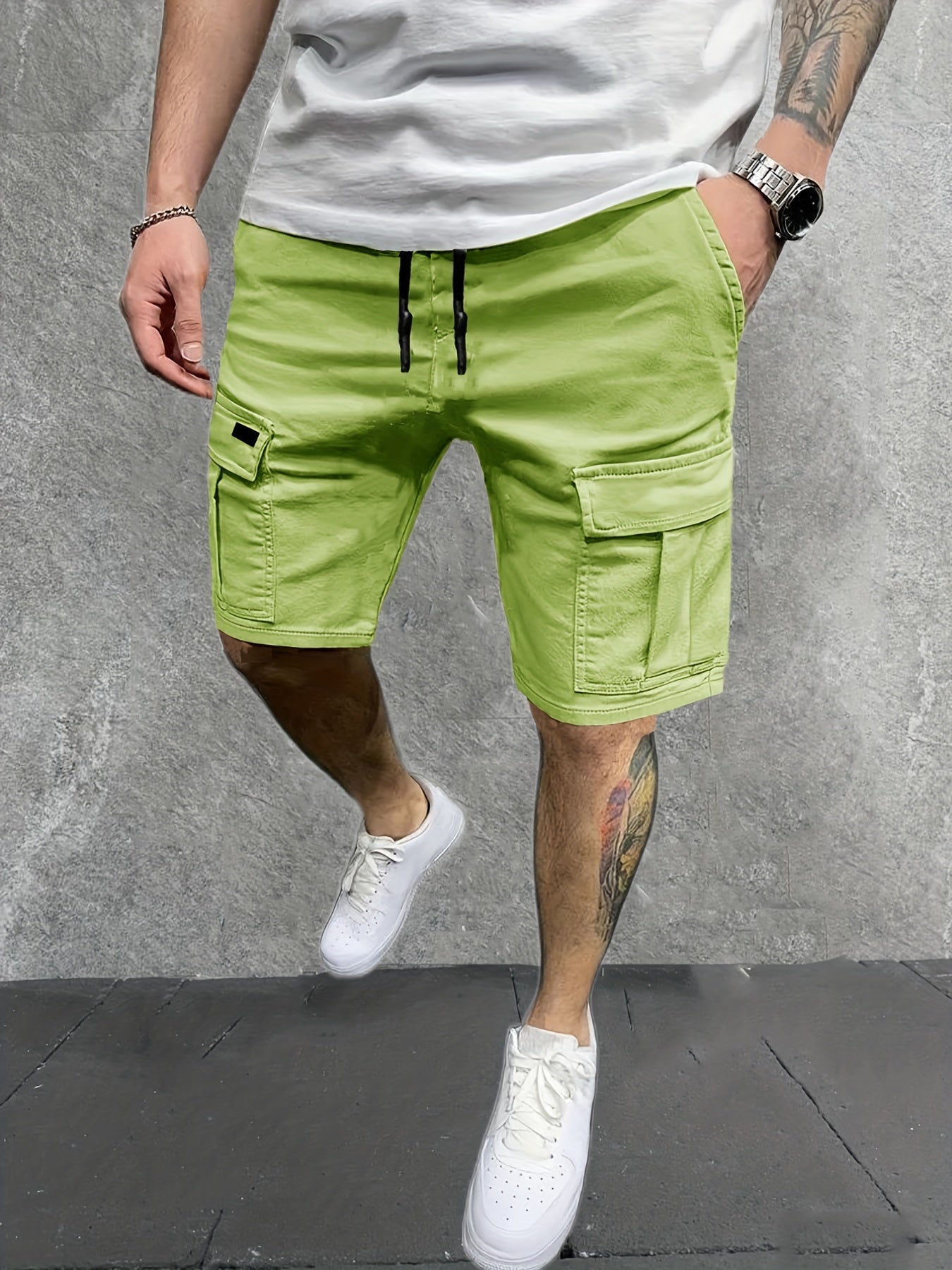 Men's Casual Cargo Shorts Drawstring Waist for Summer