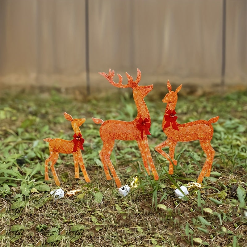 3pcs Lighted Deer Decorations Outdoor Reindeer Ornaments Christmas Glowing Deer