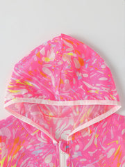 Baby Girls Hooded Sports Coat Mesh Breathable Sun Protection Windbreaker