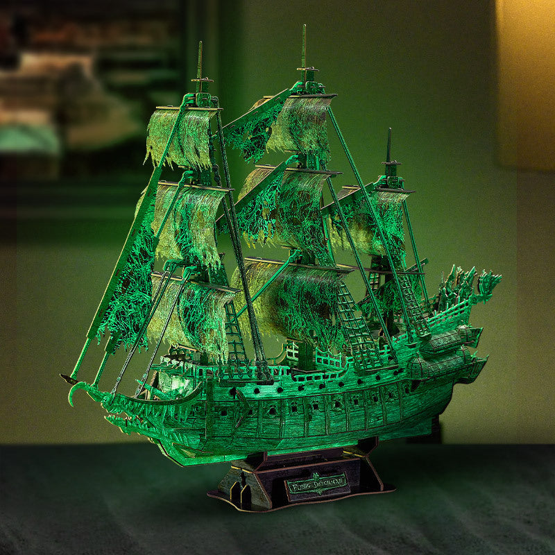 Fluor. Green Flying Dutchman 3D Puzzle - Ship Home Decor