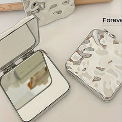 Ripple Pattern Square Mirror Foldable Pocket Makeup Mirror