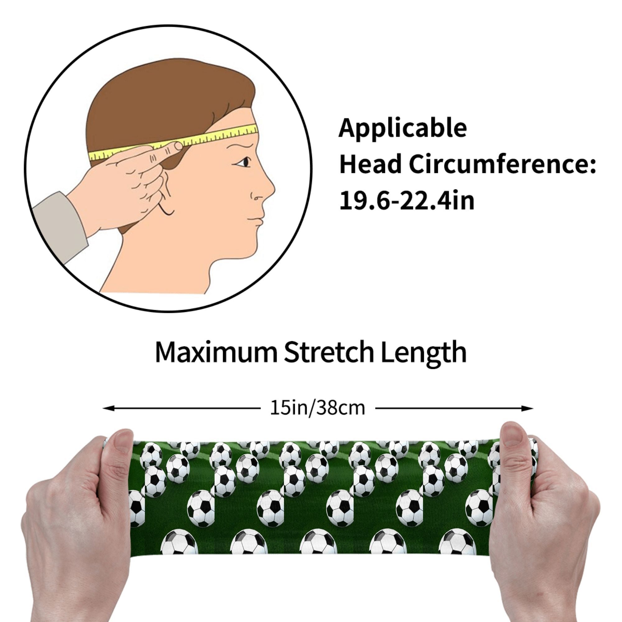 Soccer Ball Pattern Headband Unisex Sweat Wicking Stretchy Polyester