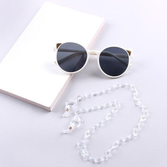 Kids Round Sunglasses with Chain & Case