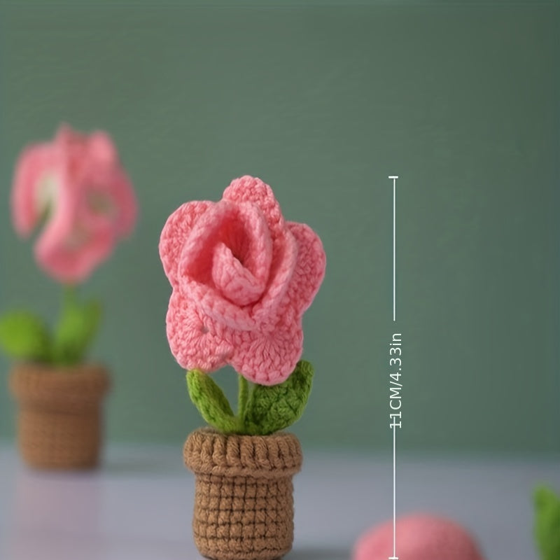 DIY Mini Potted Yarn Flower Bouquet Creative Gift