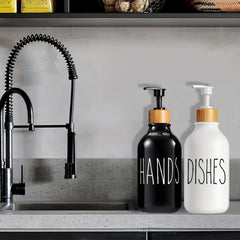 2pcs Refillable Plastic Soap Dispenser Bathroom Kitchen Liquid Storage Container