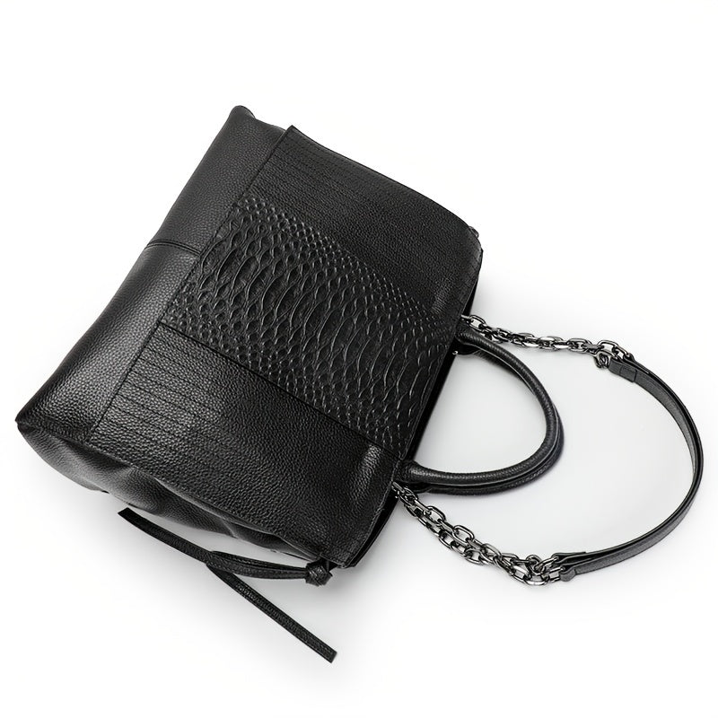 Snakeskin Pattern Handbag Women's Leather Satchel Purse For Office