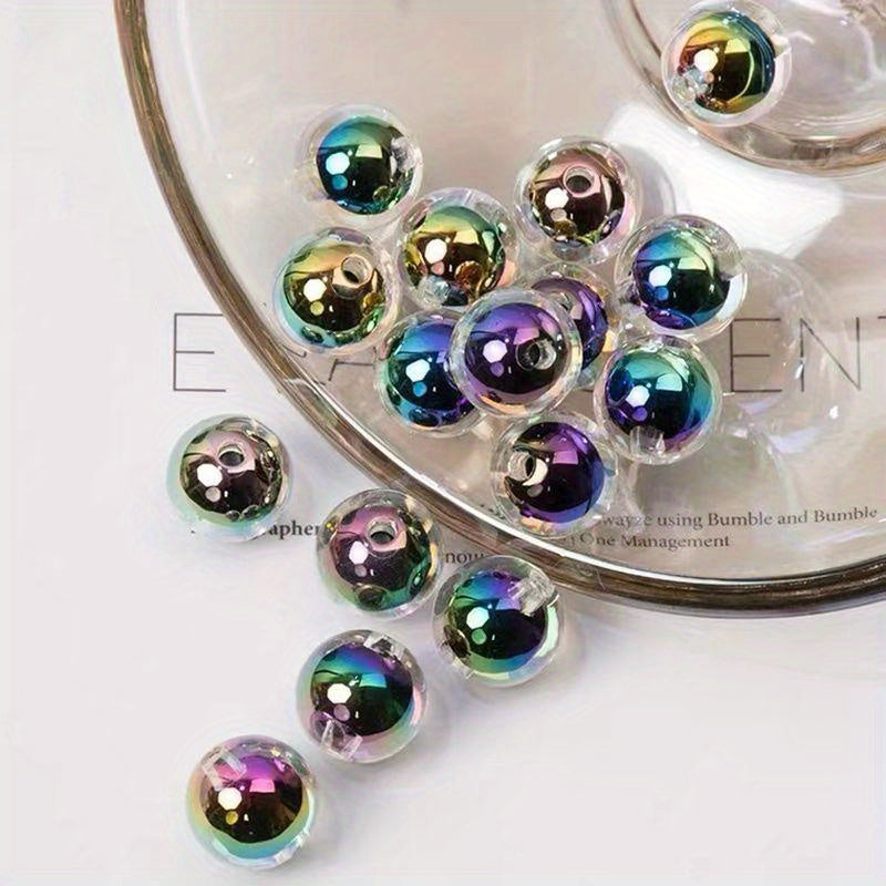 16pcs 14mm Acrylic Plated Beads DIY Mobile Phone Key Chain Bag Beade