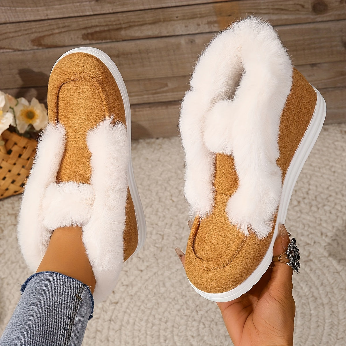 Plush Thermal High Top Slip On Ankle Boots Winter Snow Boots
