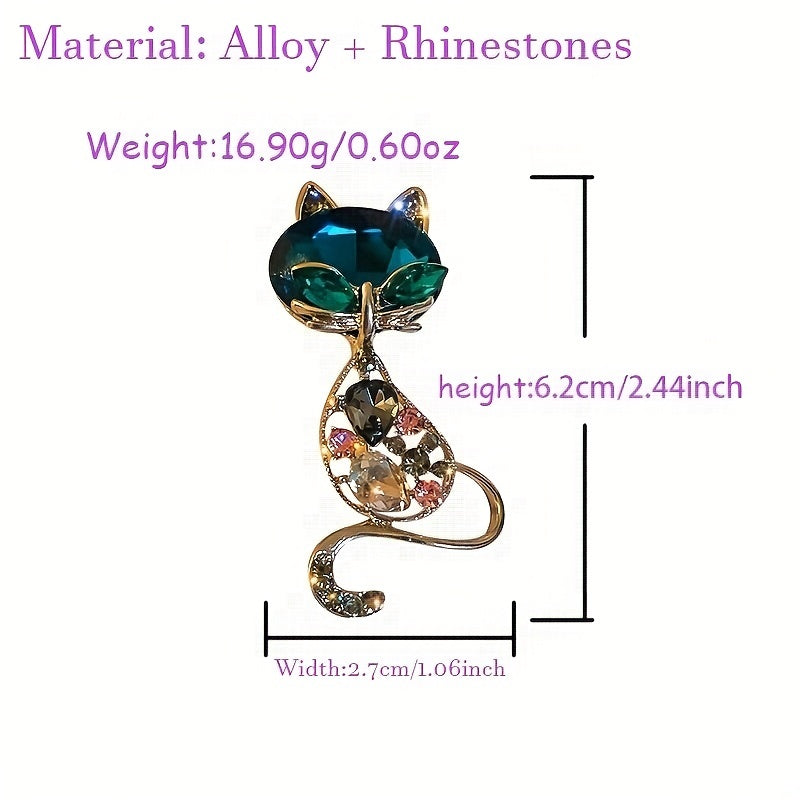 Kitty Rhinestone Lapel Pin Brooch Jewelry