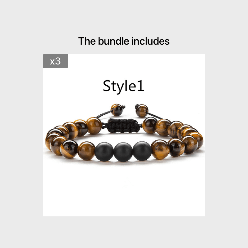 1PC Braided Rope Tiger Eye Stone Bracelet Men Women Matte Agate Bangle