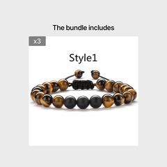 1PC Braided Rope Tiger Eye Stone Bracelet Men Women Matte Agate Bangle