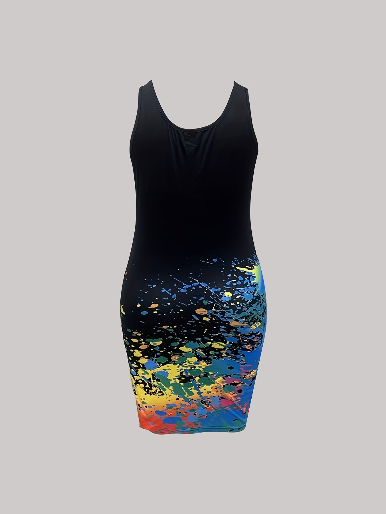  Casual Tank Dress Women's Plus Splash Painting & Art Letter Print