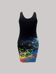  Casual Tank Dress Women's Plus Splash Painting & Art Letter Print