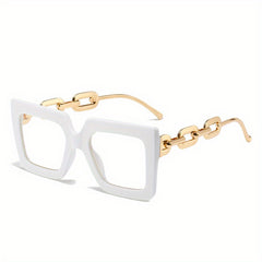 Y2K Block Chain Clear Lens Glasses Anti Light Reading Glasses