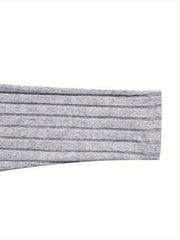  Solid Button Decor Crew Neck Sweater Dress Long Sleeve Ribbed Knit